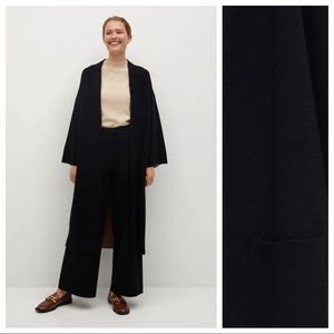 NWOT. Mango Black Fine-Knit Long Cardigan. Size M.